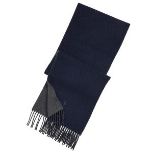 Polo by Ralph Lauren Dark Blue & Grey Wool Scarf Made in Italy
